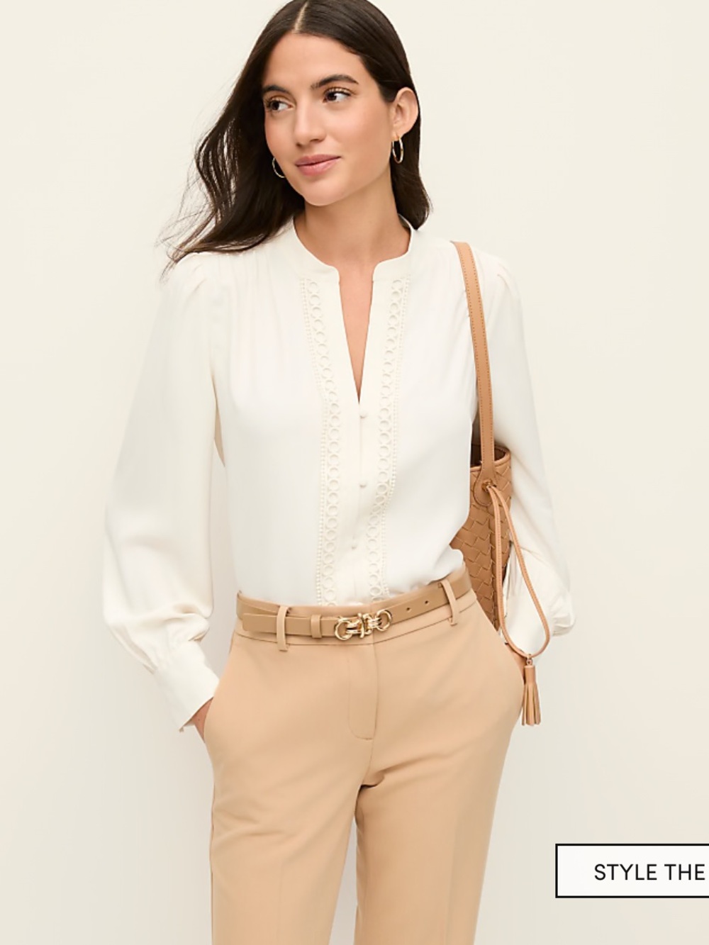 NWT Ann Taylor White Lace Embroidered Classic Blouse Size LP